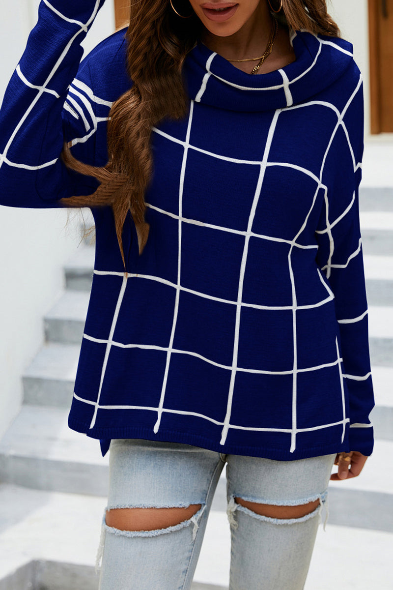 Hazel Blues® |  Plaid Turtleneck Drop Shoulder Sweater