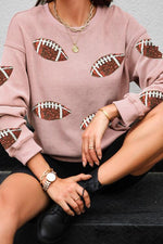 Hazel Blues® |  Sequin Football Patch Corduroy Sweatshirt