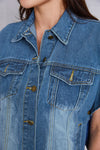 Hazel Blues® |  Pocketed Button Up Short Sleeve Denim Top