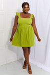 Hazel Blues® |  Culture Code Sunny Days Empire Line Ruffle Sleeve Dress in Lime