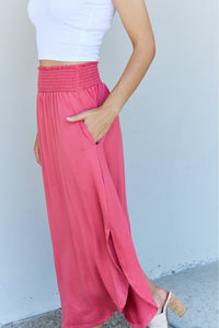 Hazel Blues® |  Doublju Comfort Princess High Waist Scoop Hem Maxi Skirt in Hot Pink