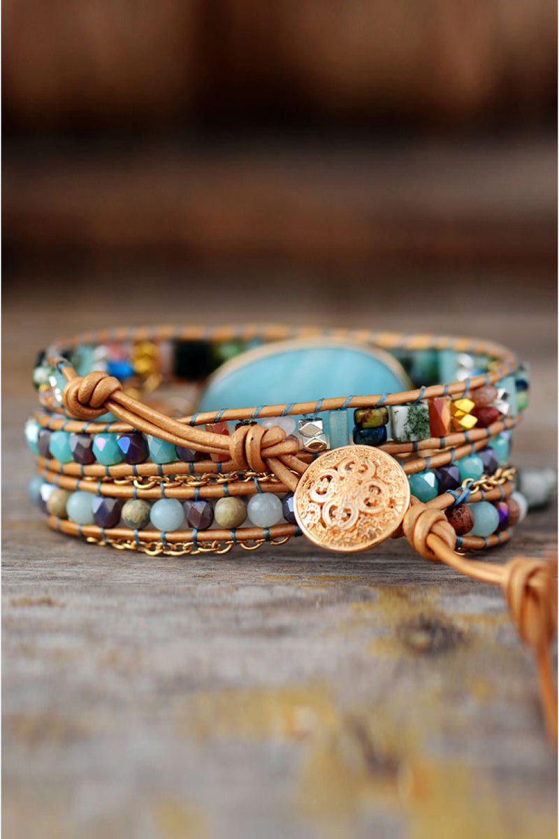 Hazel Blues® |  Handmade Natural Stone Beaded Triple Layer Bracelet