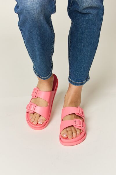 Hazel Blues® |  Legend Double Buckle Open Toe Sandals