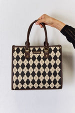 Hazel Blues® |  David Jones Argyle Pattern PU Leather Handbag