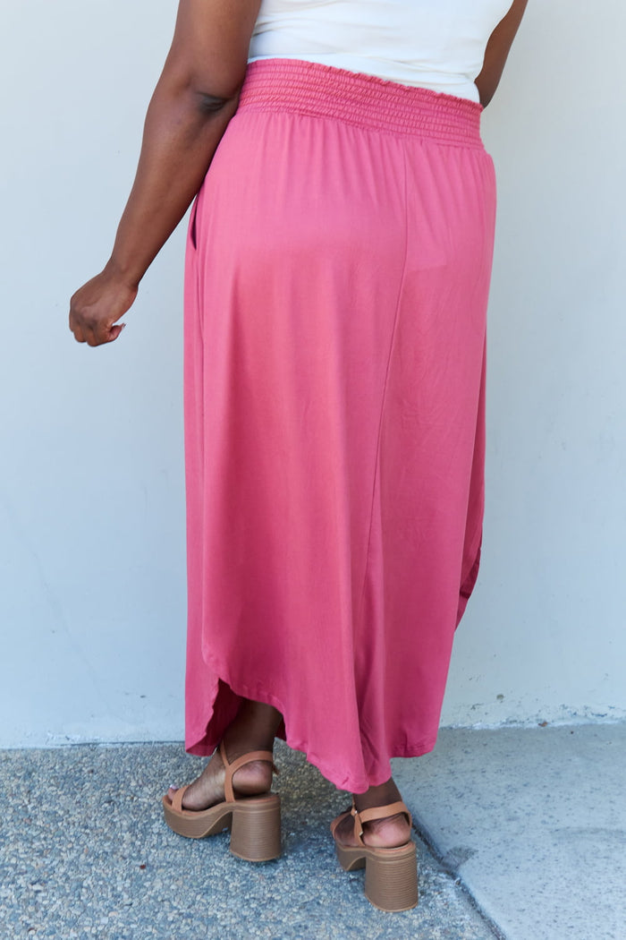 Hazel Blues® |  Doublju Comfort Princess High Waist Scoop Hem Maxi Skirt in Hot Pink