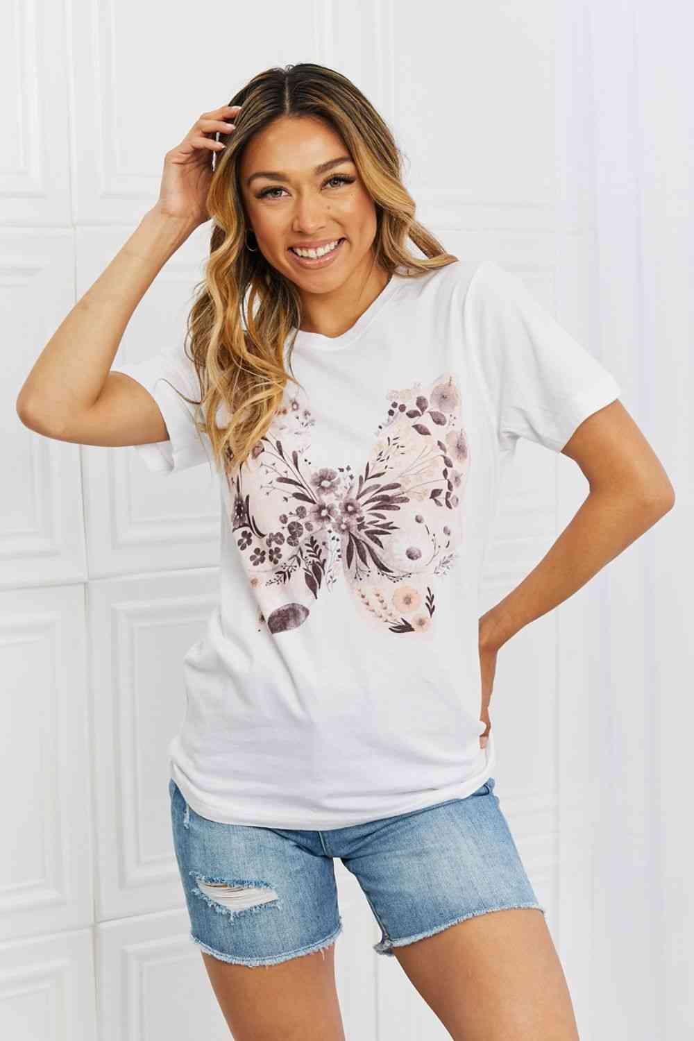 Hazel Blues® |  mineB You Give Me Butterflies Graphic T-Shirt