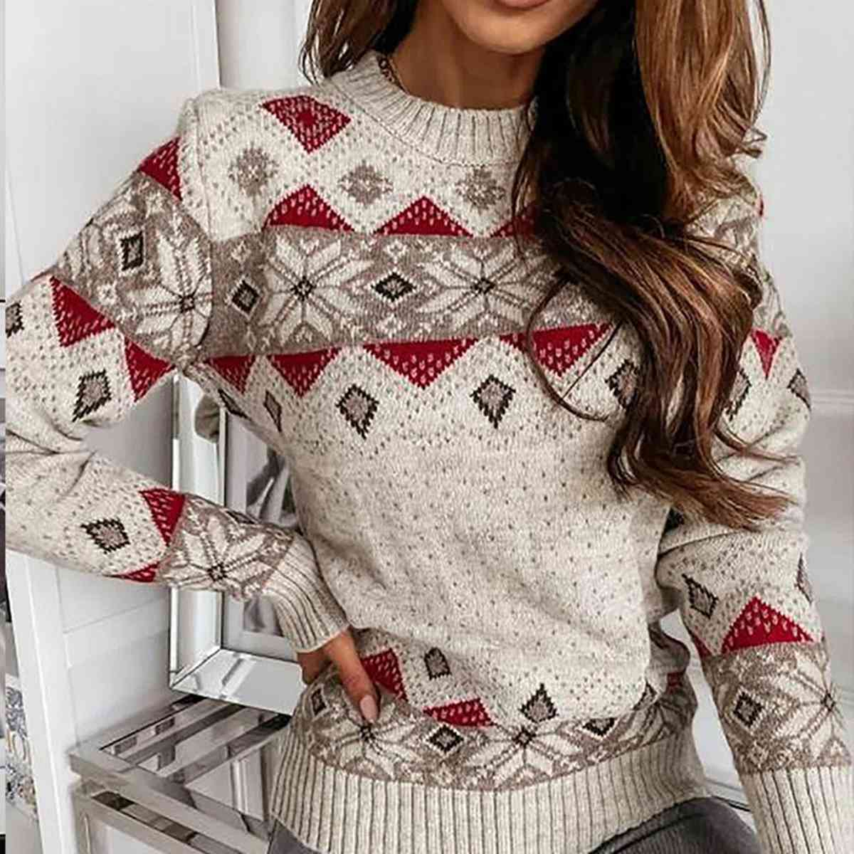 Hazel Blues® |  Snowflake Round Neck Sweater