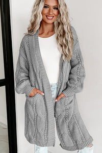 Hazel Blues® |  Cable-Knit Dropped Shoulder Cardigan