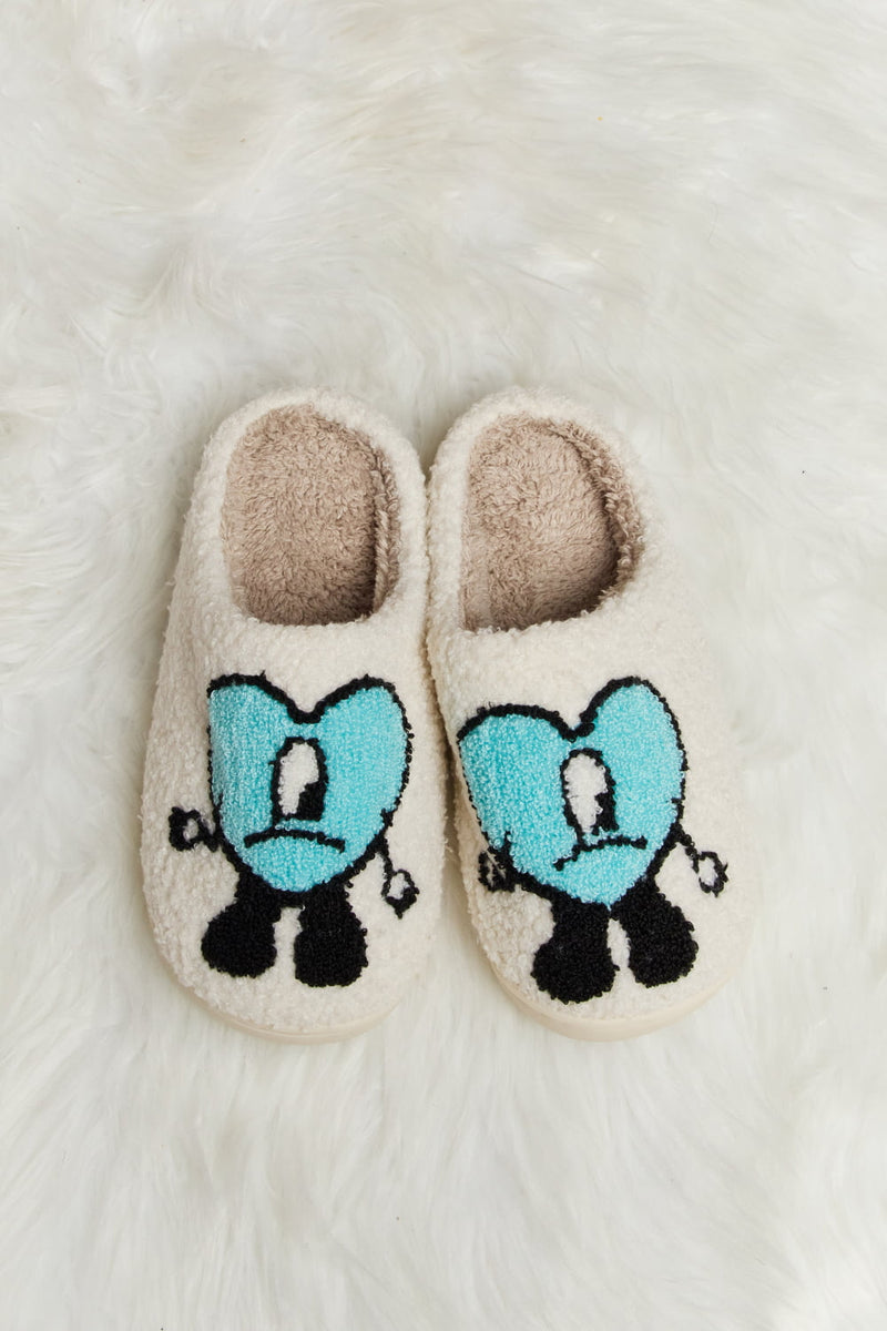 Hazel Blues® |  Melody Love Heart Print Plush Slippers