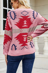 Hazel Blues® |  Printed Round Neck Long Sleeve Sweater