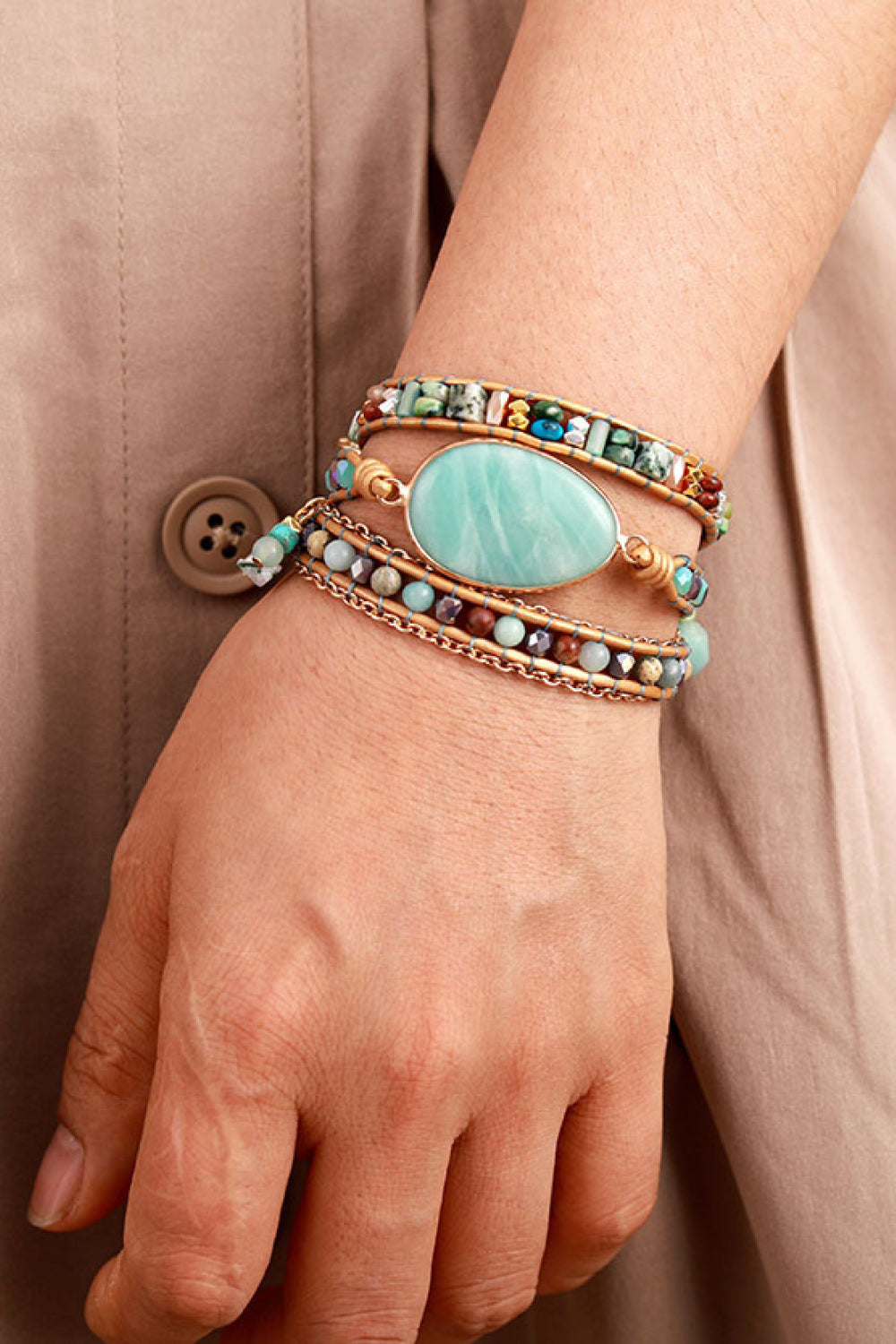 Hazel Blues® |  Handmade Natural Stone Beaded Triple Layer Bracelet