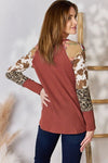 Hazel Blues® |  Hailey & Co Leopard Waffle-Knit Blouse