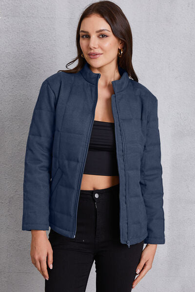 Hazel Blues® |  Zip Up Mock Neck Pocketed Jacket