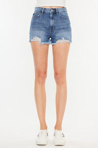 Hazel Blues® |  Kancan Distressed Raw Hem High Waist Denim Shorts