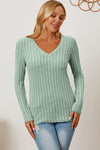 Hazel Blues® |  Basic Bae Ribbed V-Neck Long Sleeve T-Shirt