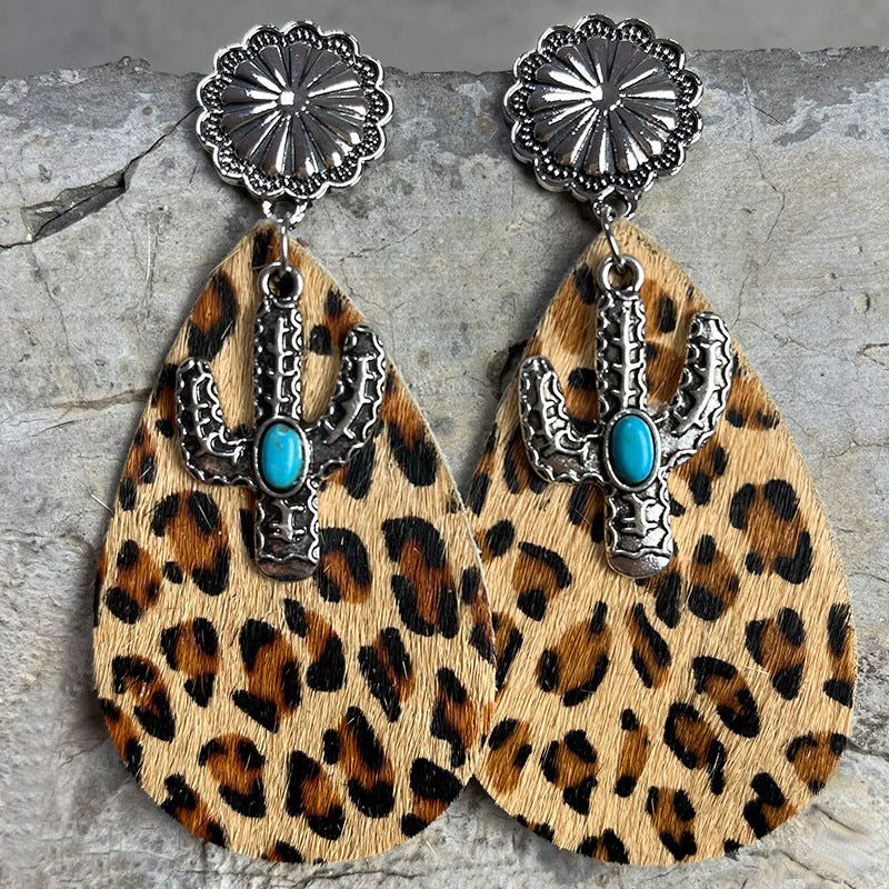 Hazel Blues® |  Turquoise Cactus Dangle Earrings