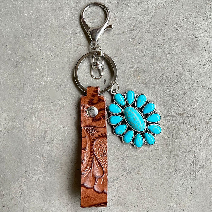 Hazel Blues® |  Turquoise Genuine Leather Key Chain