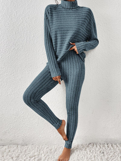 Hazel Blues® |  Ribbed Turtleneck Top and Pants Set