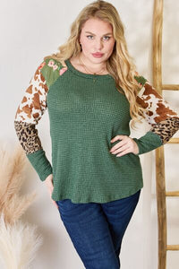 Hazel Blues® |  Hailey & Co Waffle-Knit Leopard Blouse