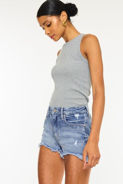 Hazel Blues® |  Kancan Distressed Raw Hem Denim Shorts