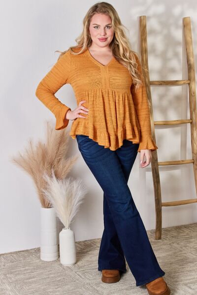 Hazel Blues® |  Hailey & Co V-Neck Flounce Sleeve Blouse