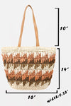 Hazel Blues® |  Fame Straw Braided Striped Tote Bag