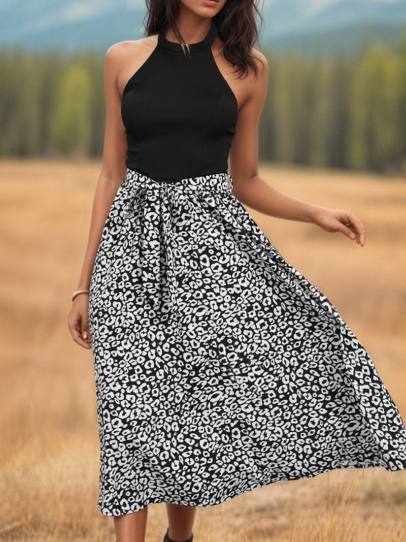 Hazel Blues® |  Leopard Halter Neck Midi Dress