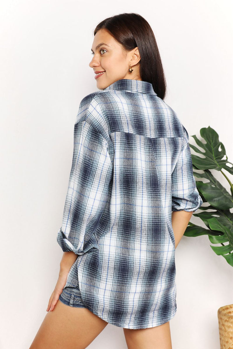 Hazel Blues® |  Double Take Plaid Dropped Shoulder Shirt