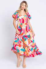 Hazel Blues® |  GeeGee Printed Smocked Back Tiered Maxi Dress