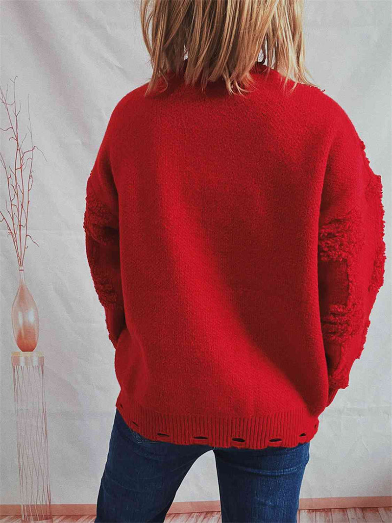Hazel Blues® |  Pearl Detail Round Neck Long Sleeve Sweater