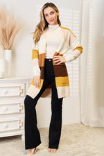 Hazel Blues® |  Woven Right Color Block Dropped Shoulder Cardigan