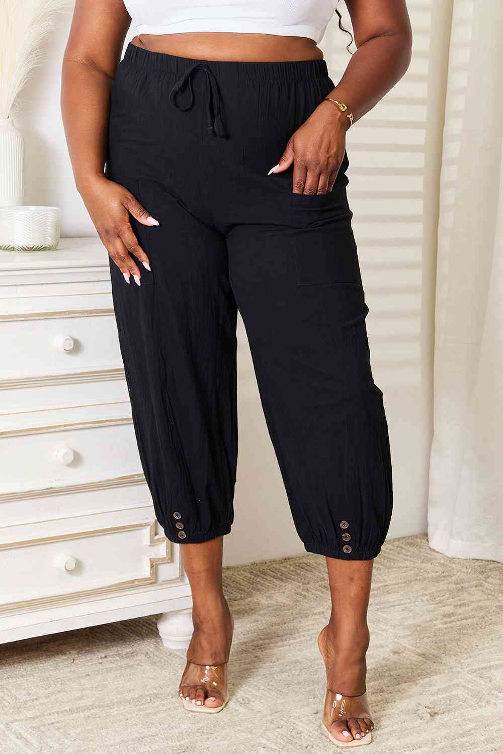 Hazel Blues® |  Double Take Decorative Button Cropped Pants