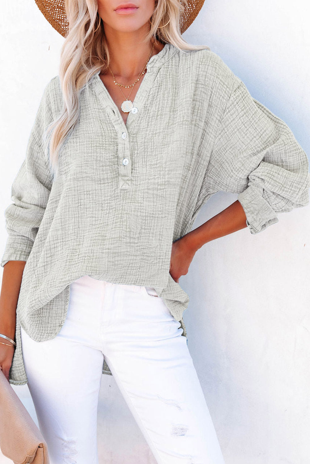 Hazel Blues® |  Buttoned Long Sleeve Blouse