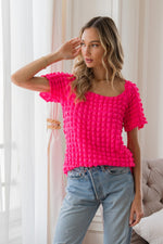 Hazel Blues® |  Sew In Love Bubble Textured Round Neck Short Sleeve T-Shirt