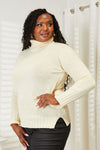 Hazel Blues® |  Heimish Long Sleeve Turtleneck Sweater with Side Slit