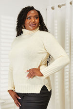 Hazel Blues® |  Heimish Long Sleeve Turtleneck Sweater with Side Slit
