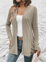 Hazel Blues® |  Ribbed Open Front Cardigan with Pockets