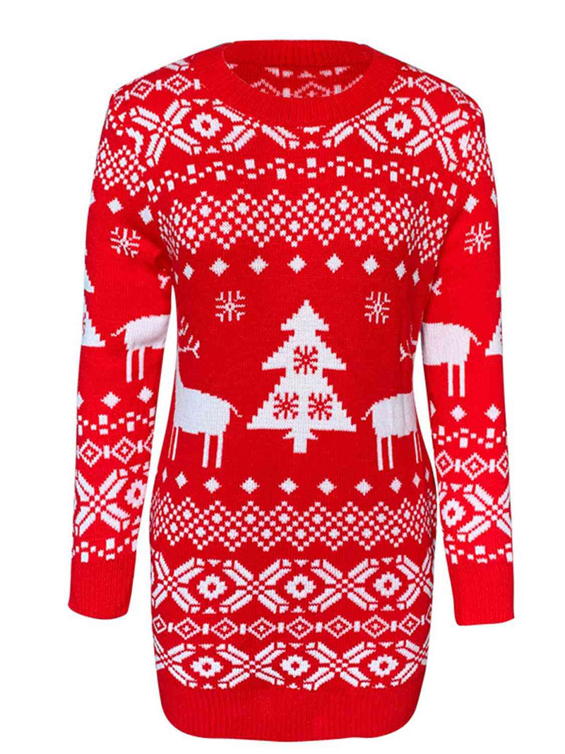 Hazel Blues® |  Christmas Element Round Neck Mini Sweater Dress