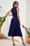 Hazel Blues® |  Swiss Dot Tie Neck Sleeveless Dress