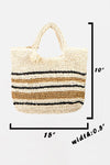 Hazel Blues® |  Fame Striped Straw Braided Tote Bag
