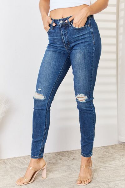 Hazel Blues® |  Judy Blue High Waist Distressed Slim Jeans