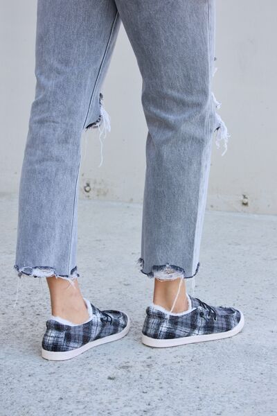 Hazel Blues® |  Forever Link Plaid Plush Flat Sneakers