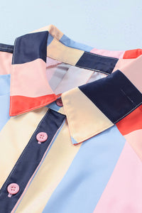 Hazel Blues® |  Color Block Button Up Balloon Sleeve Shirt