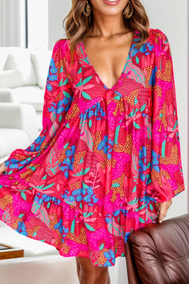 Hazel Blues® |  Printed Balloon Sleeve Mini Dress