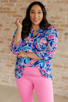 Hazel Blues® |  Lizzy Top in Royal and Pink Paisley