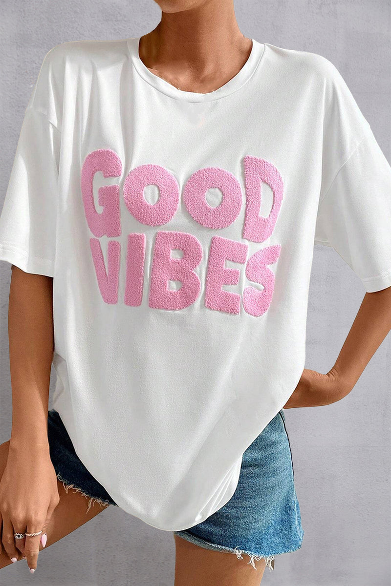 Hazel Blues® |  GOOD VIBES Round Neck Half Sleeve T-Shirt