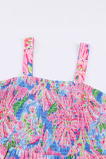 Hazel Blues® |  Floral Smocked Square Neck Jumpsuit with Pockets