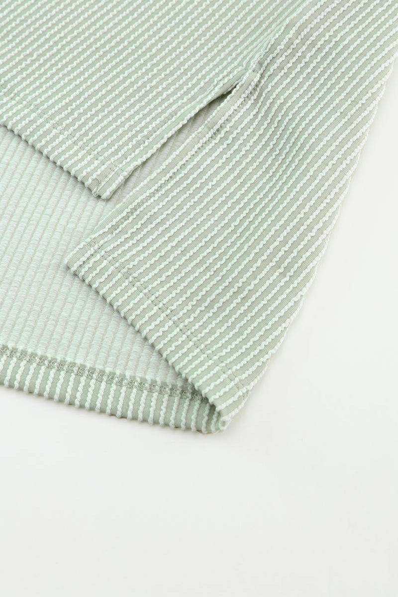 Hazel Blues® |  Ribbed Roll-Tab Sleeve Chest Pocket Oversize Top
