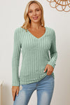 Hazel Blues® |  Basic Bae Ribbed V-Neck Long Sleeve T-Shirt