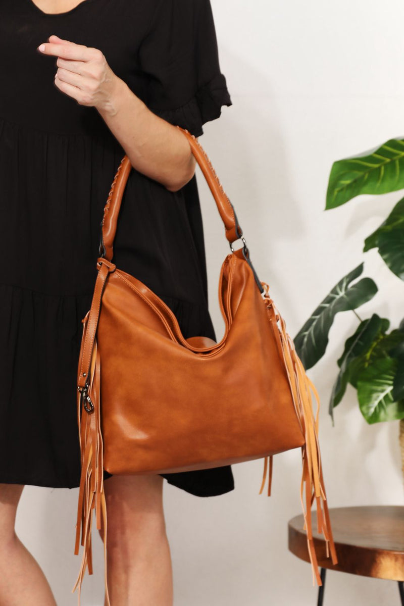 Hazel Blues® |  SHOMICO PU Leather Fringe Detail Shoulder Bag